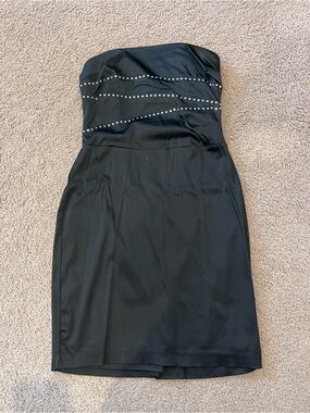 ROULETTE Retro Y2K Embellished Stud Cocktail Tube Black Mini Dress